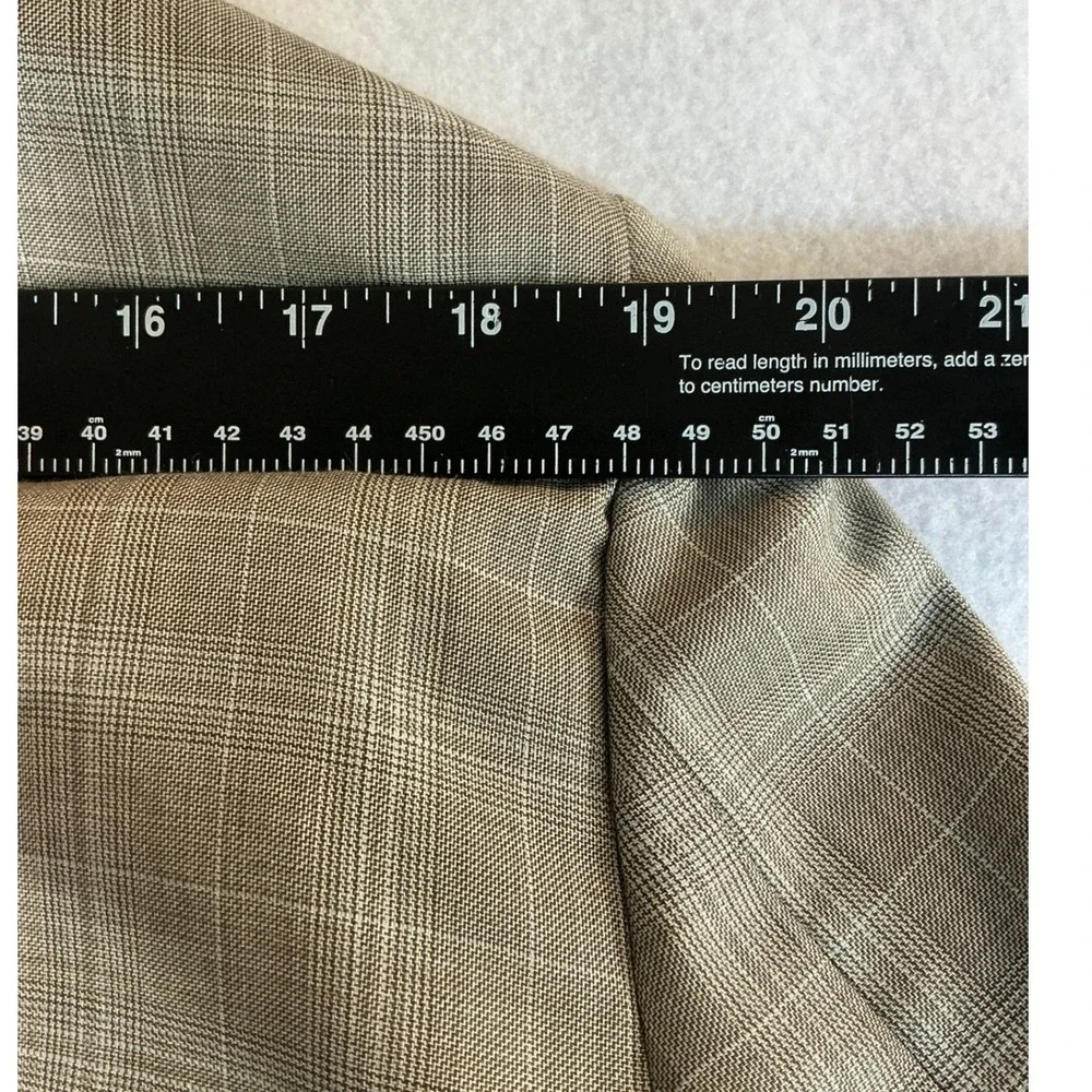 Astor &‎ Black Blazer Mens 42R Tan Grey Glen Plaid Bespoke Two Button Sport Coat